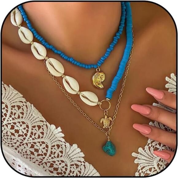 Jewelry - Shell Necklace for Women Trendy Layered Starfish Necklace White Seashell